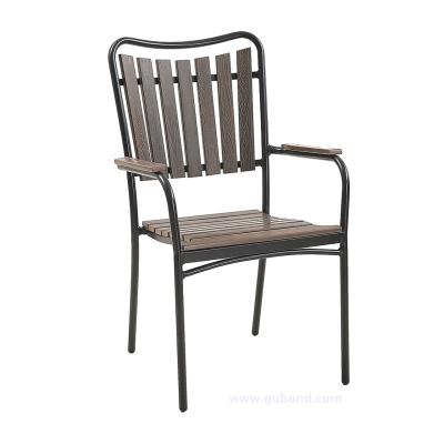 China Stackable Modern Stackable Aluminum Plastic Wooden Dining Chair For Restaurant Furniture for sale