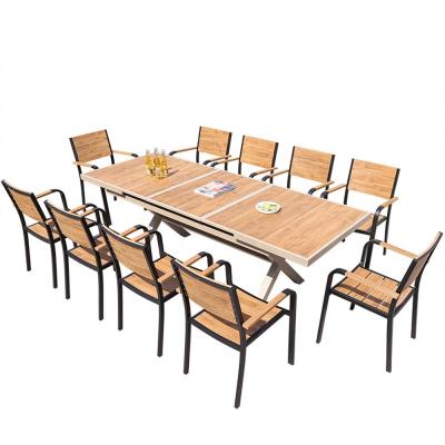 China KD GT966 Outdoor Aluminum Frame Table Top Extension Garden Plastic Wooden Table Extended 180cm to 240cm for sale