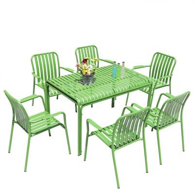 China Outdoor aluminum dining table and chairs available GT955 slats in different colors for garden for sale