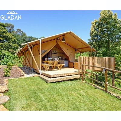 China GLADAN Wholesale Price Diagonal Tie Type Waterproof Glamping Safari Tent Manufacturers for sale