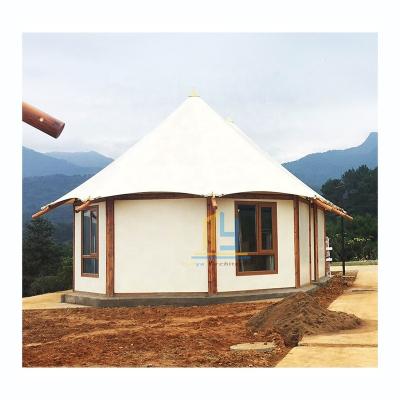 China Gladan 48sqm Soundproof Octagon Tents Hotel House A-Peak Luxury Family Glamping Safari Tent for sale