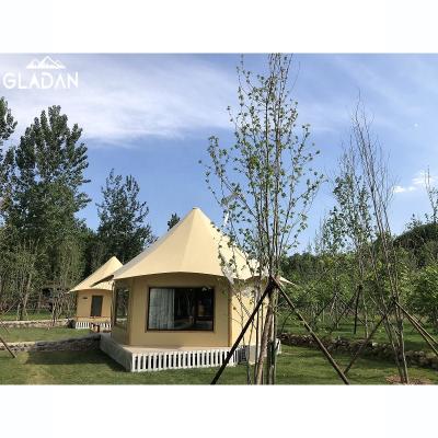 China Diamond Ground Nail Hexagonal Outdoor Modular Homes GLADAN glaming hotel cabin tents tent luxury hotel for sale