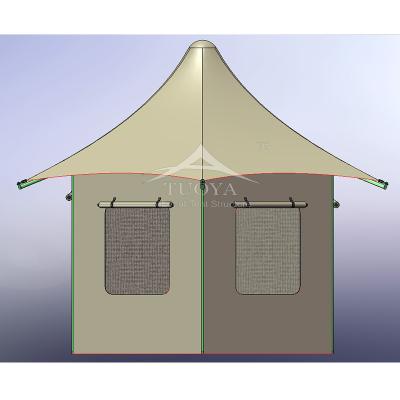 China Hotel Safari Luxury Glamping Tents For Two Person Hexagonal Four Season Camping Lodges for sale