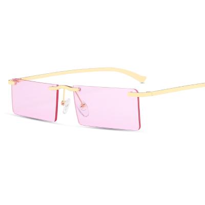 China New fashion unisex fashion sunglass sun glasses square sun the small shading fashionable rimless women 2021 sunglasses for sale