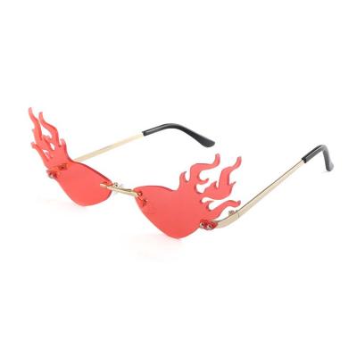 China Fashion Sunglasses Eyewear 2021 Hottest Sun Glass Rimless Fire Flame Shape Sunglasses for sale