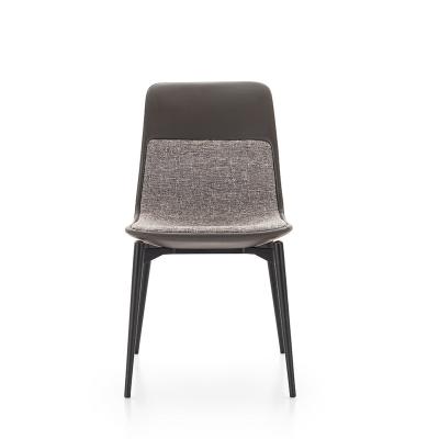 China Modular Luxury Gray Fabric Designer Metal Leg Dining Chair Modern Leather Restaurant Design Dining Chairs for sale