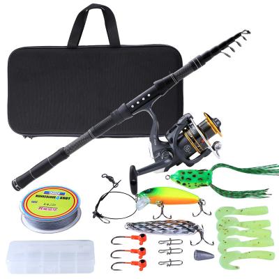 China Carbon Sell Ultra Light Carbon Telescopic Carp Fishing Rod Spin and Reel Fish Tools Combo Wholesale Price for sale