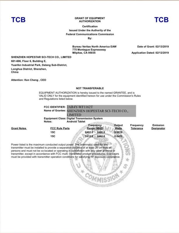 FCC - Shenzhen Hopestar Sci-Tech Co., Ltd.