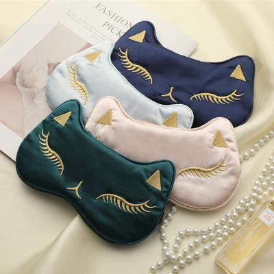 China New Dark Imitation Dark Spot Imitation Circles Cartoon Cat Sleeping Blindfold Rest Relax Silk Blindfold Visor for sale