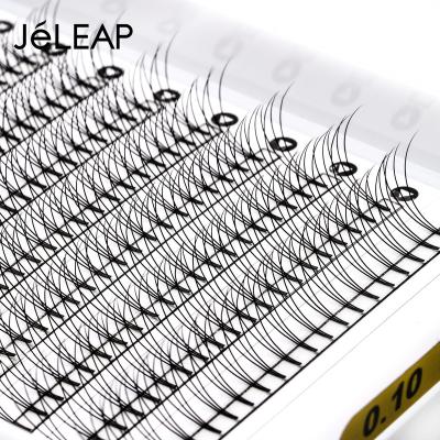 China Wholesale Natural Long Russian Ultra Black Volume Lashes 3d 0.1D 12mm Long Short Rod Pre Made Fans For Eyelash Extensions for sale