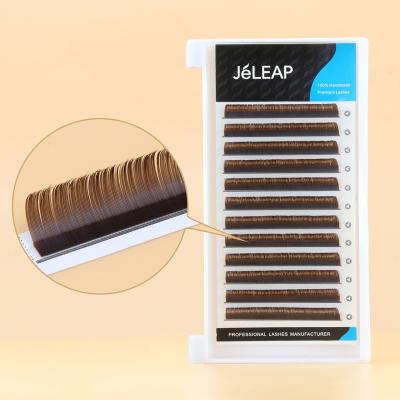 China Custom Label 0.10 C cc d Classic Double Density Loop Brown Classic Eyelash Extension Lashes Supplies Korean Wholesale Eyelash Extensions for sale