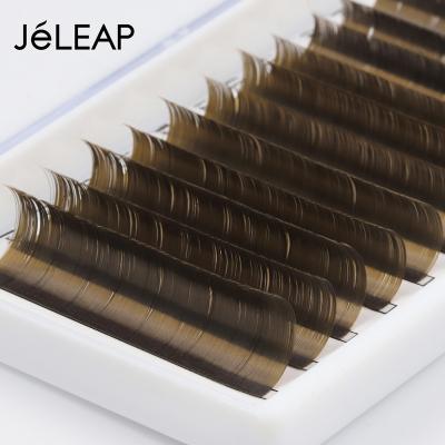 China Wholesale popular soft natural light 0.07 classic eyelash extension individual 0.10 0.15 cc double density curl brown caramel mink eyelash extension for sale