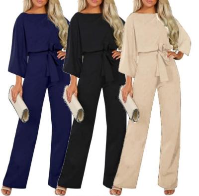 China Anti-pilling high quality women bat winter casual lace-up overalls solid color long sleeve one-piece pants new for 2021 for sale