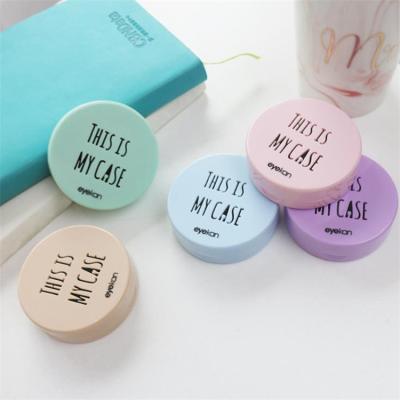 China New Arrival Fashion Plastic Letter Engraved Macaron Travel Container Case Wholesale Colored Contact Glass Cases Cheap Volume for sale