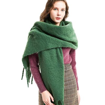 China New Oversized Chunky Blank Shawls Cashmere Scarf Autumn Winter Warm Tassel Long Polyester Design Solid Color Blanket for sale