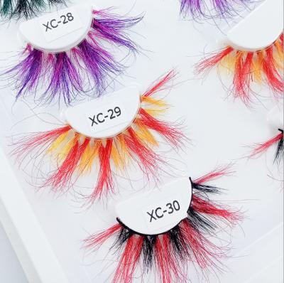 China Eyes Made Big and Beautiful 2021 New Color Mink Eyelashes Vendor Colores Style 3d Eyelash Colored 25mm Highlights Bulk for sale