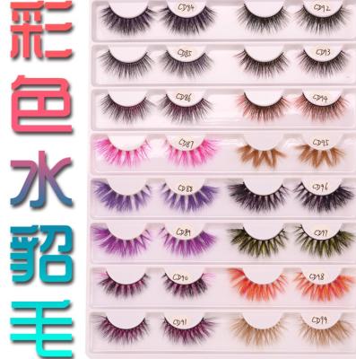 China Eyelash made big and beautiful he50243c 3d mink colored mink eyes lashes handmade colored lashes for sale