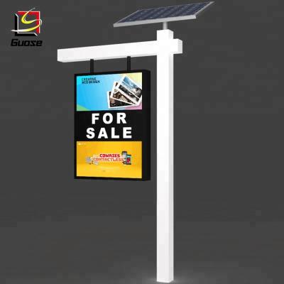 China GUOSE New Design Street Solar Poster Led Pole Light Box Pole Position Light Advertising Light Box for sale