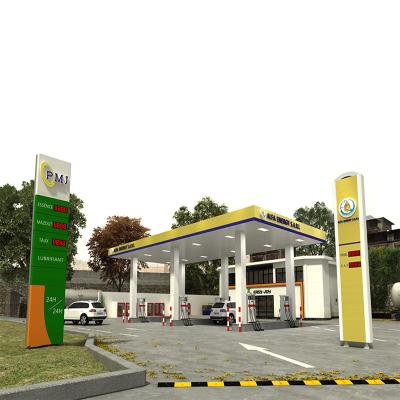 China Sight Room Fuel Station Building Gas Station Canopy Metal Roof Signage for sale