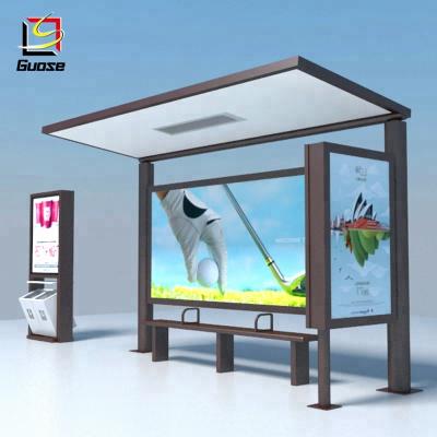 China Waterproof and hurricane-proof hot sale bus stop shed with advertising light box design advertising customize shelter for sale