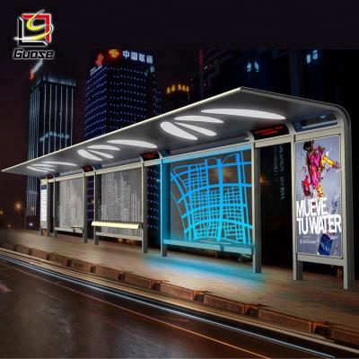 China Advertising Bus Station Passenger Shelter Outdoor Stainless Steel Bus Stop Shelter Waiting Price For Wholesale for sale