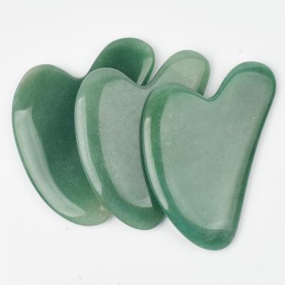 China Handheld Boat Masajeador Drop Aventurine Gua Sha Face And Neck Massager Green Facial Green Lifting Guasha for sale