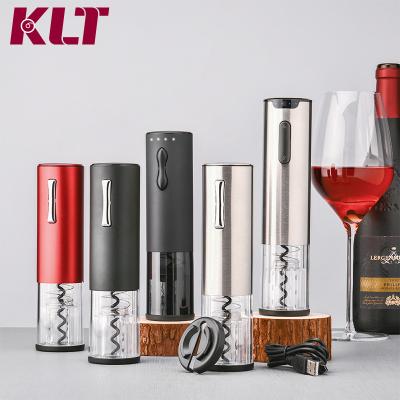 China Viable Electric Wine Bottle Opener With Silver Aluminum Cutter Rechargeable Corkscrew Electric Wine Opener for sale