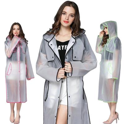 China 100% Women Long Waterproof Transparent Hooded Raincoat Waterproof Poncho Rain Poncho For Camping And Hiking for sale