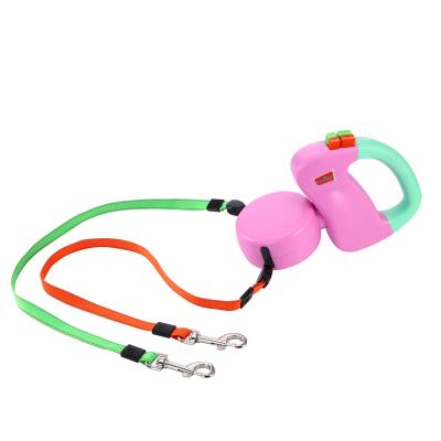 China Dog Walking Leashes Pet Leash Durable Double Headed Automatic Retractable Dog Leashes Double Leashes for sale