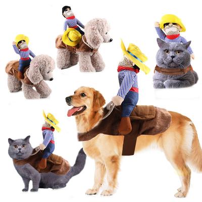 China Viable Dog Costume Halloween Cowboy Dog Clothes Riding-Horse Puppy Equipment Pet Costume Party Cosplay Coat For Dogs Cats S-XL for sale