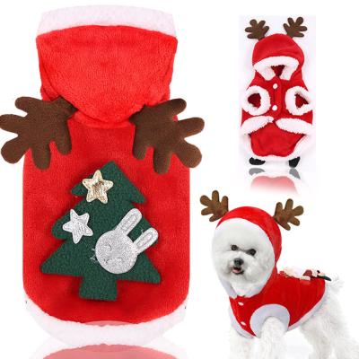 China Sustainable Christmas Dog Clothes Fleece Coat Santa Dog Costume Pug Chihuahua Pet Cat Clothing Winter Dog Jacket for sale