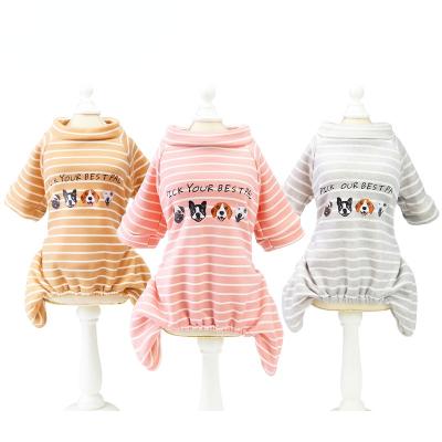 China Overalls Viable Thickness S-XXL Dog Warm Puppy Clothes Winter Soft Teddy Clothes Stripe Pajamas For Small Dog Cat Pet Costume for sale