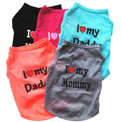 China Viable I LOVE DAD MOM dog shirt summer dog clothes puppy cats coat clothing for chihuahua dog shirt for drop shipping for sale