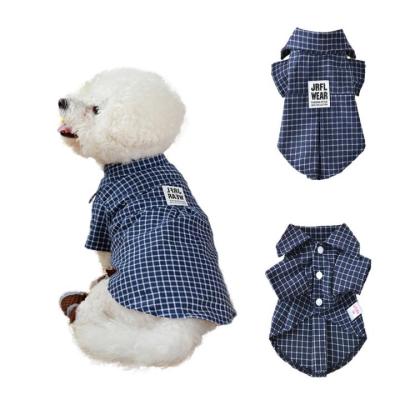 China Viable Band Dog T-Shirt Plaid Dog Shirt Summer Cotton Dog Clothes Breathable Teddy Clothing for sale