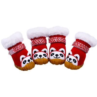 China Durable Warm Dog Shoes Winter Velvet Dog Shoes Cute Bear Dog Sheds Small Anti-Slip Puppy Shoes Pet Supplies for sale