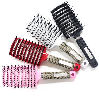 China Home Natural Bristle Scalp Comb Brush Curly Massage Hair Detangle Hair Styling Wig Brush for sale