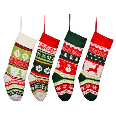 China Merry Christmas Decorative Knitted Christmas Stocking Gift Bags Children's Gift Bags for sale