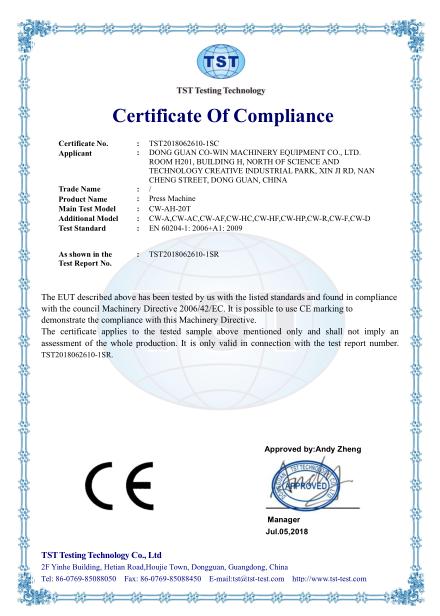 CE - Dongguan Co-Win Machinery Equipment Co., Ltd.