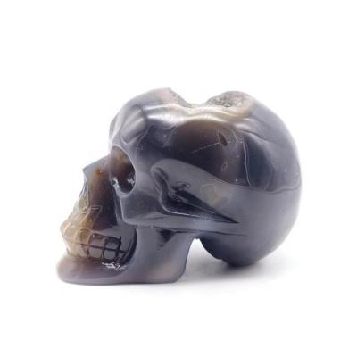 China China High Quality Natural Geode Agate Hand Carved Quartz Crystal Skulls Sculpture Ornament For Sale for sale