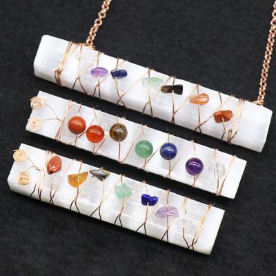 China China Natural Amethyst Lapis Lazuli Healing Crystals Stones 7 Chakra Necklace Selenite for sale