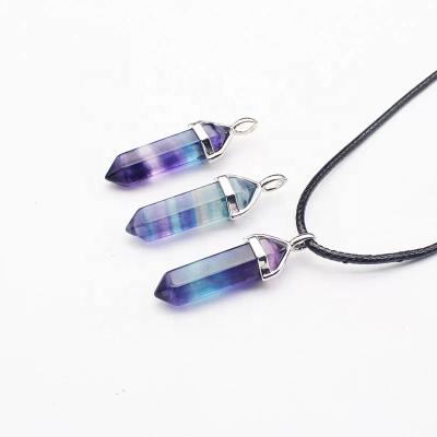 China High Quality Semi-precious Stone Healing Fluorite Crystal Point Pendants from China for Gifts for sale