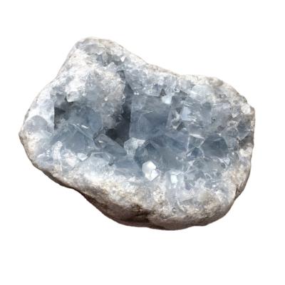 China China High Quality Natural Ore Crystal Sparkling Blue Celestite Geode For Home Decoration for sale