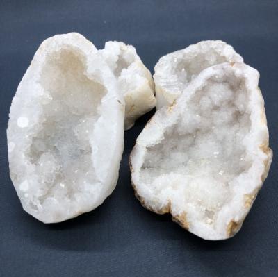 China Wholesale Natural White Crystal Cornucopia Group Cave Agate Raw China Geode Gemstone For Feng Shui for sale