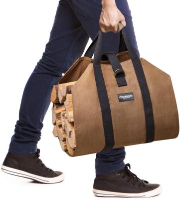 China Log Carrier Promotional Tote Bag Fashion Fireplace Carrier Firewood Bags for sale