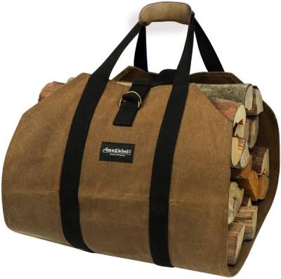 China Sturdy Wooden Log Carrier Tote Bag High Quality Chimney Carrier Canvas Care Bag for sale