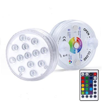 China Long life time; strong magnet; color changing upgraded 13RGB color changing IP68 to waterproof underwater swimming battery tub aquarium pool light with remote for sale