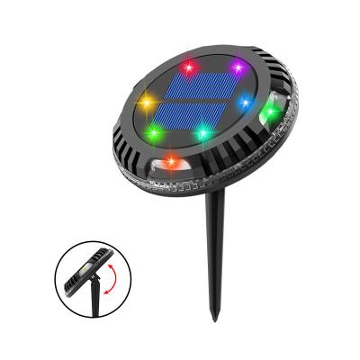 China Smart Warm White Colorful Solar Landscape 10LED Lawn Garden Floodlight Solar Fill Outdoor Spotlight With Stake for sale