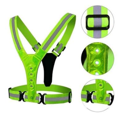 China Water Proof High Visibility Adjustable Elastic Strap Safety Outdoor Running Vest Climbing LED Reflective Cycling Vest for sale