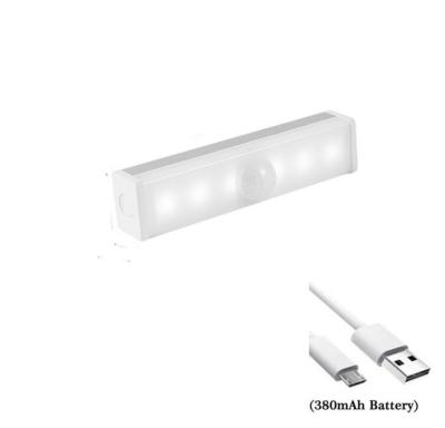 China USB charging; Magnetic stip to install; motion sensor ; Portable Rechargeable USB Human Body 6LED Sensor Induction Stair Kitchen Wardrobe Closet Cabinet Night Light for sale