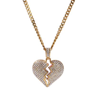 China Wholesale NPS1249 Heart Of Huge Heartbreak Stainless Steel Hiphop Hip Hop Pendant Jewelry Set Crystal Popular Factory for sale